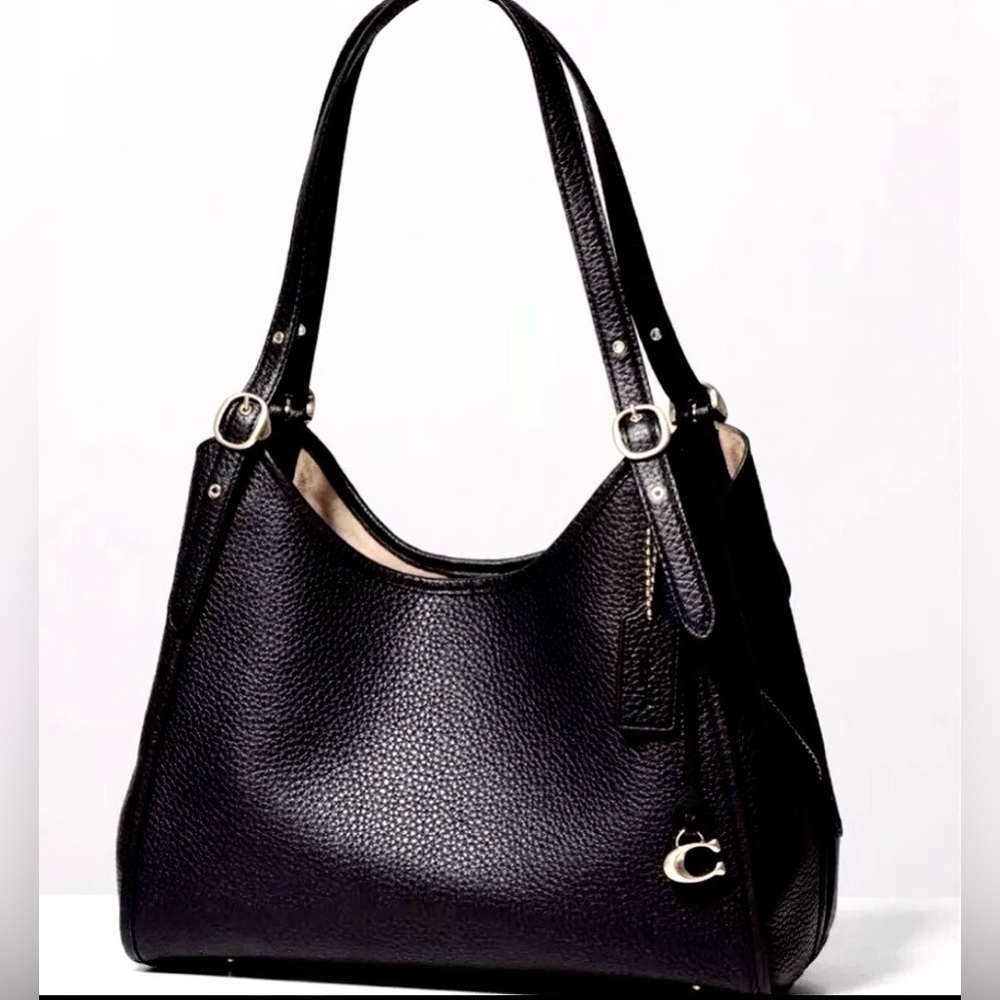 Coach Bella Medium Pebble Leather Shoulder Bag - Black NWT